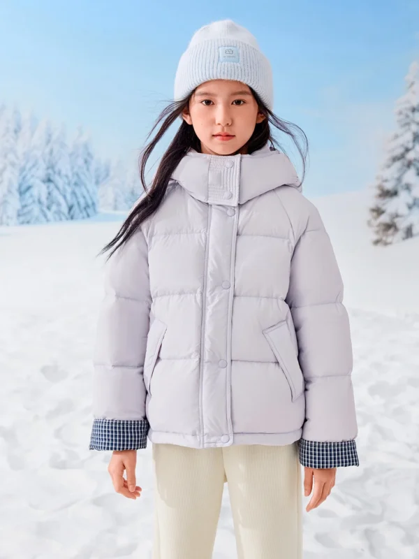 Winter Breeze Plaid-Cuff Down Jacket