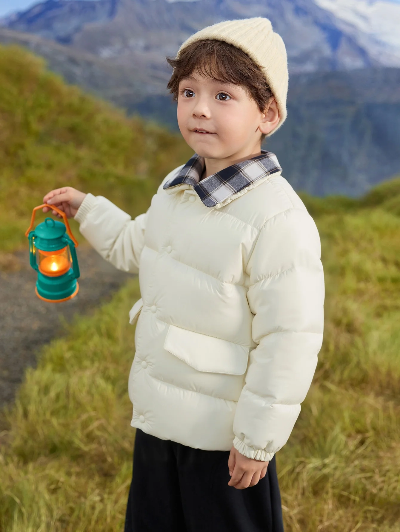 Little Highland Plaid Collar Down Jacket - Image 6