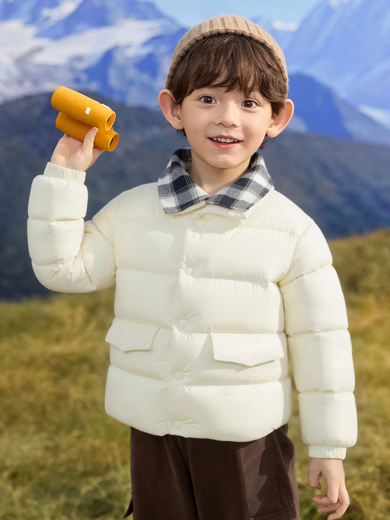 Little Highland Plaid Collar Down Jacket - Image 5