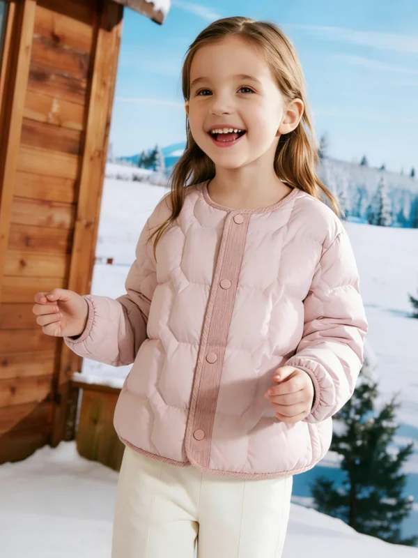 Little Grid Corduroy-Trim Down Jacket