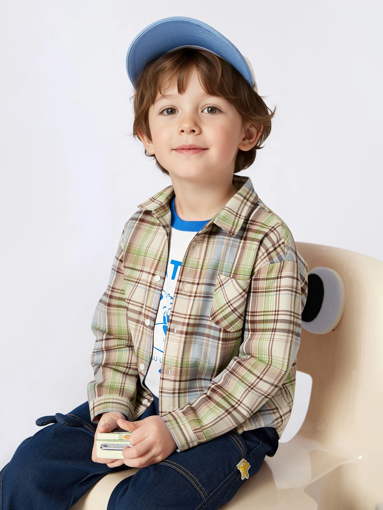 Little Explorer Plaid Woven Overshirt - Image 5