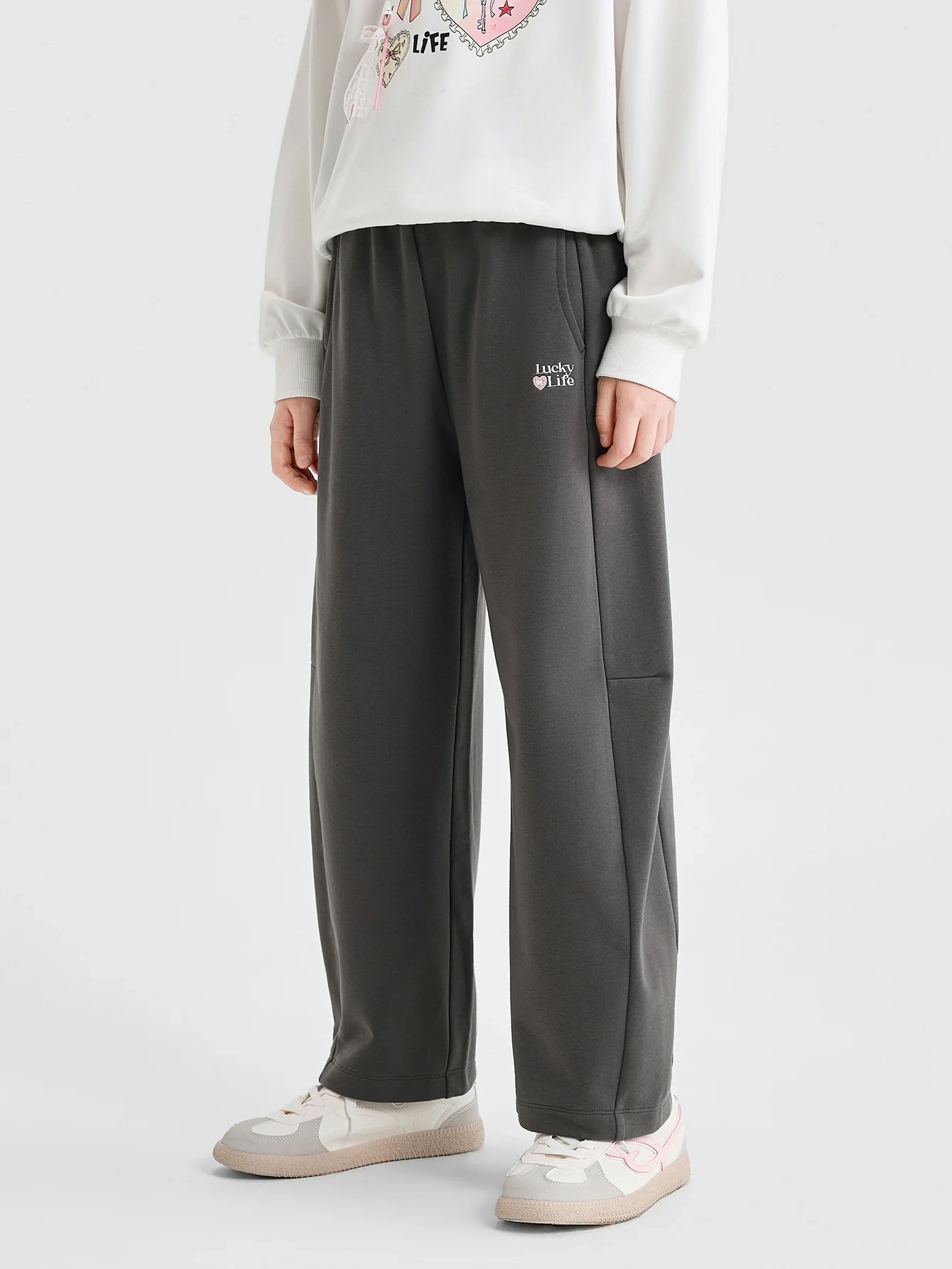 Playful Curve Pleated Knit Pants - Image 2