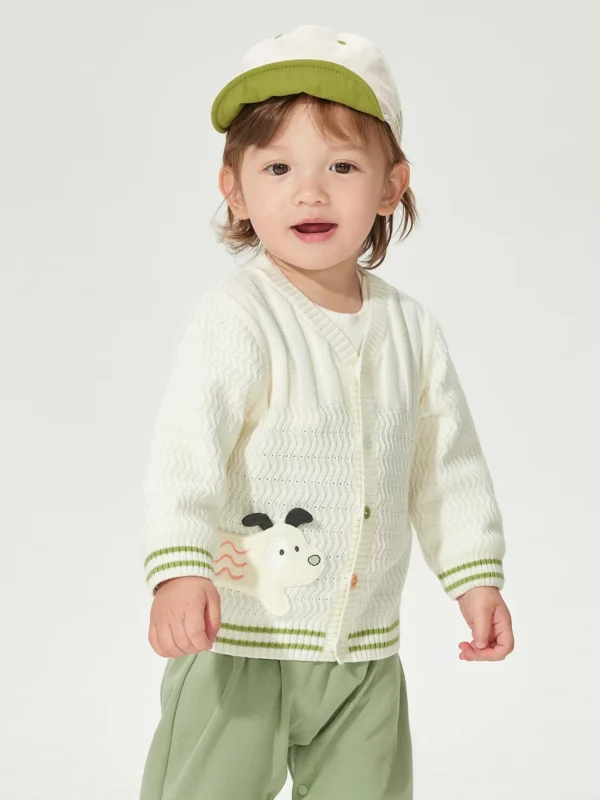 Little Puppy Patch Cotton Cardigan