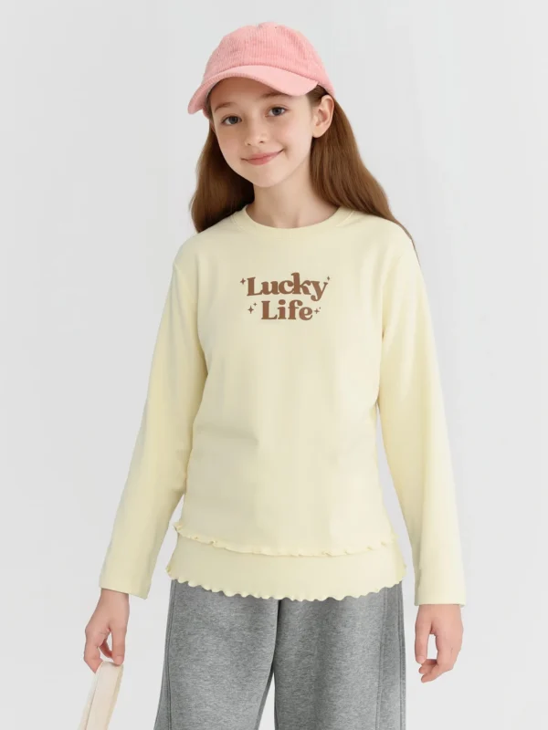 Wavy Lace Ribbed Long Sleeve Tee