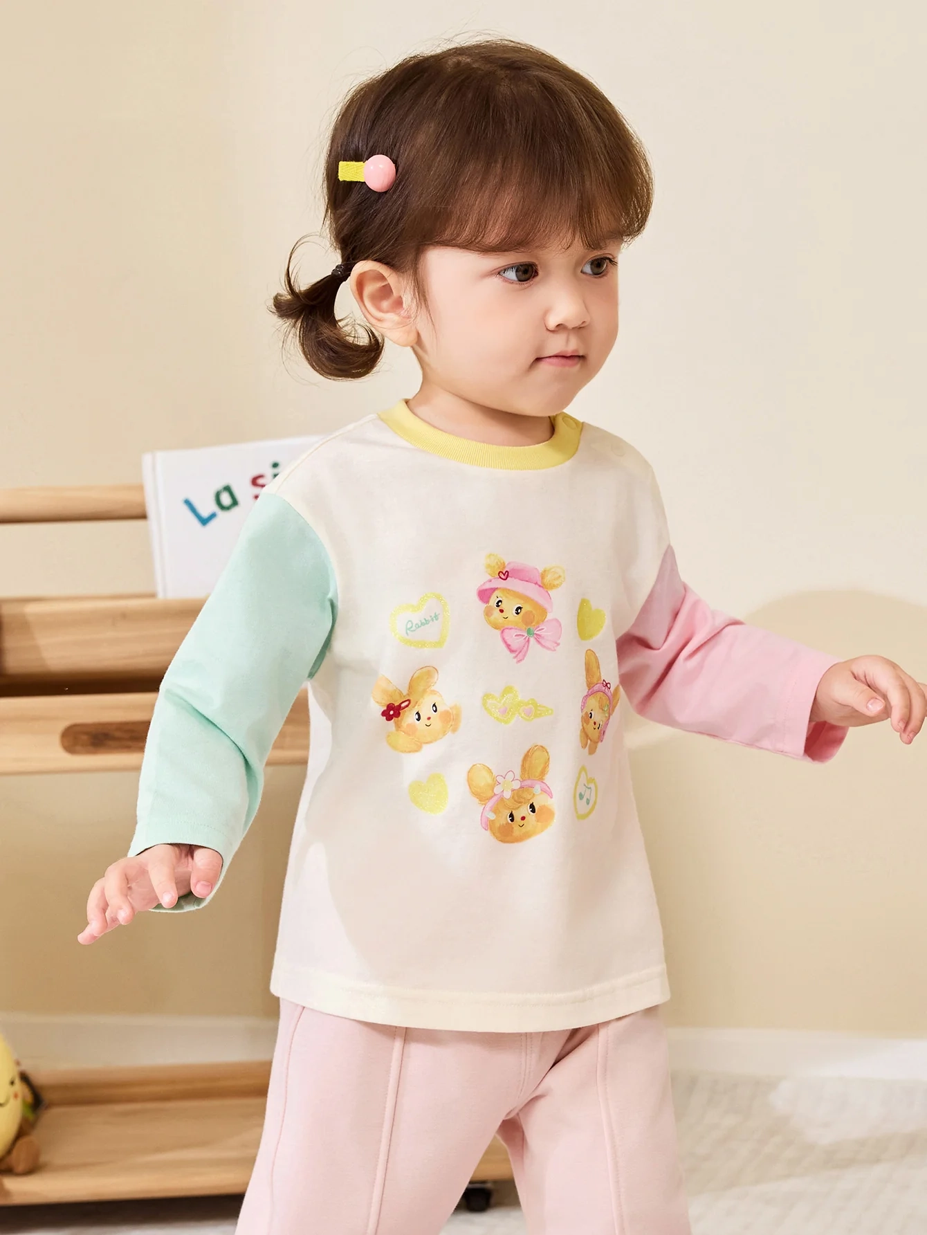Playful Critter Contrast Long Sleeve Tee - Image 5